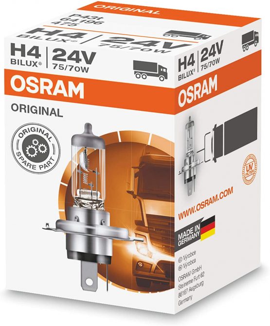 Osram 64196 lamp, H4, 24V, 75/70W, P43t, 1 piece in folding