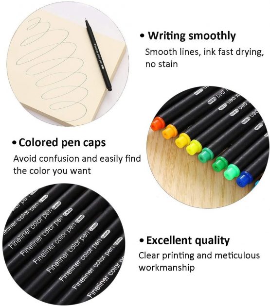 Fineliner Pens, Surcotto 24 Colour Fine Point Pens Set 0.4mm Fine Tip colouring pens for Sketch Writing Drawing - Image 3