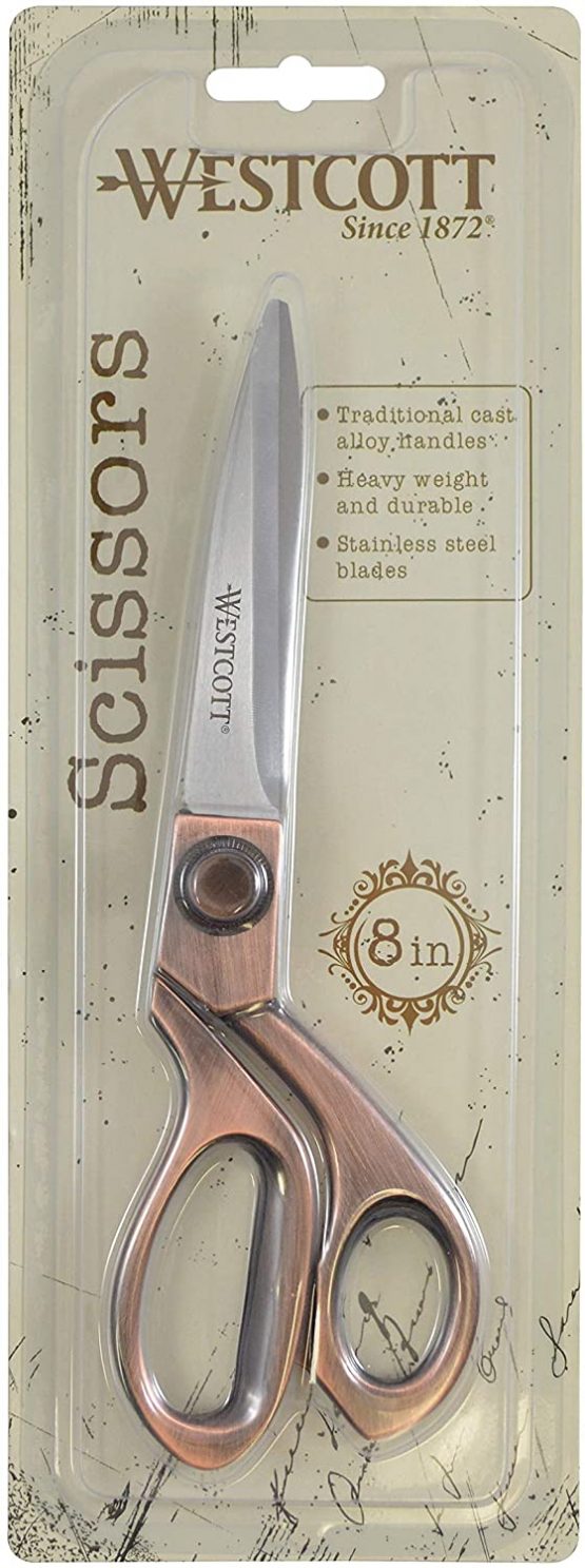 Westcott E-16459 00 Vintage Scissors, 9 cm Stainless Steel Blades, Copper Handle, 8" - Image 4