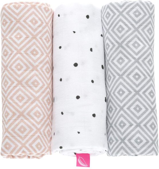 Motherhood Premium Burp Cloths, Cloth Nappies, Muslin Nappies, Set of 3, Oeko-Tex Standard 100, 100% Pure Natural Cotton, 70 x 80 cm, Squares Apricot - Image 2