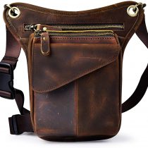 Le'aokuu Mens Genuine Leather Messenger Hip Bum Blet Fanny Waist Pack Tactic Drop Leg Thigh Bag