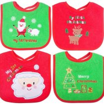 Christmas Baby Bibs,First Christmas Baby Gifts, 4pcs Different Pattern Waterproof Bibs,First Xmas Bib for Babies Newborns and Toddlers