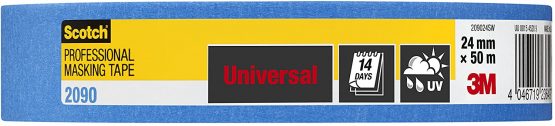 3M Masking Tape 2090 Universal Surfaces, medium tack, UV stable, indoors & outdoors, 24 mm x 50 m - Image 2
