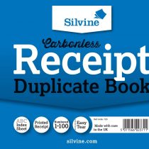 Silvine Carbonless Duplicate Receipt Book - Numbered 1-100 with index sheet (102 x 127mm)