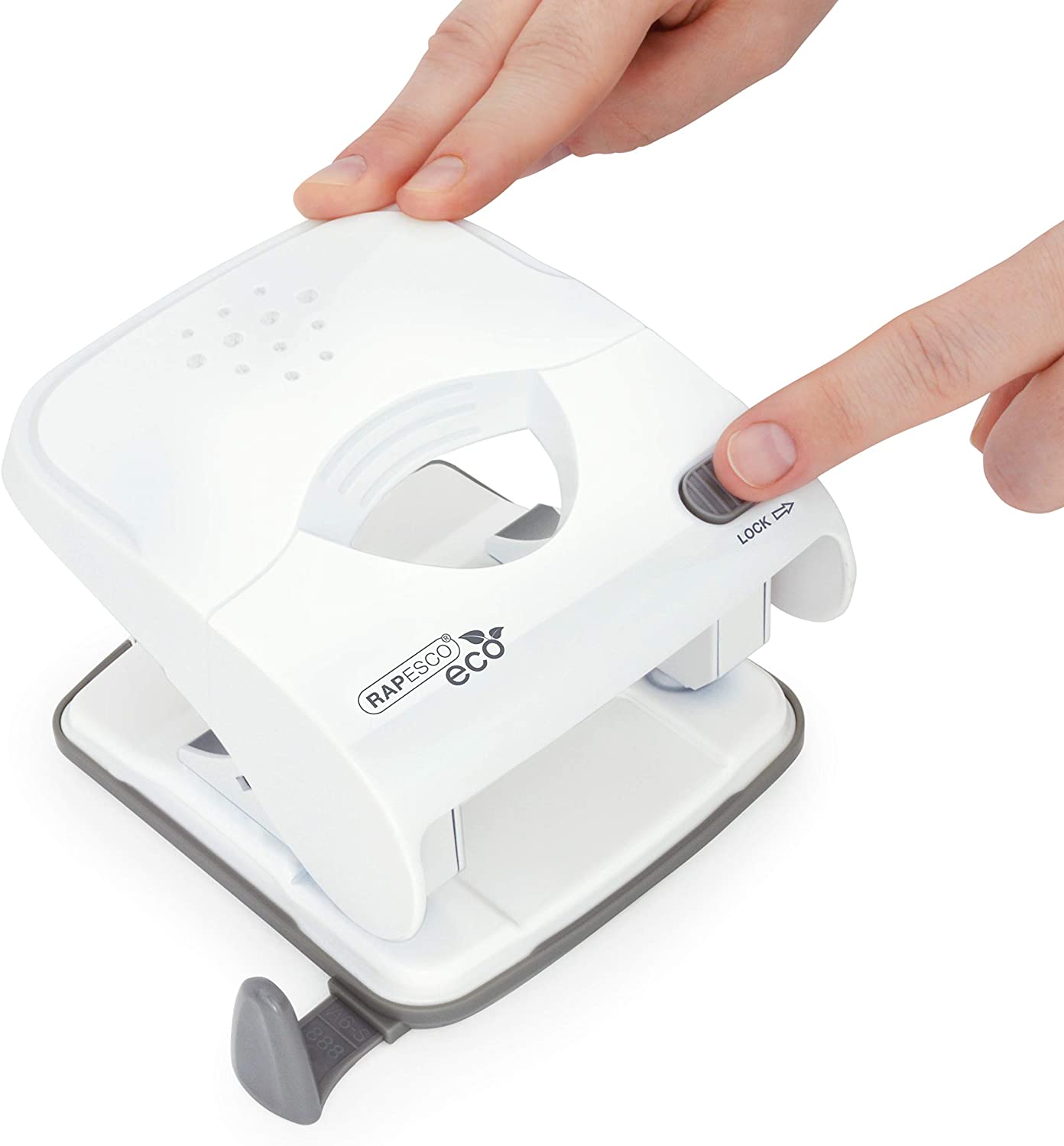 Rapesco 1524 ECO X5-30ps Less Effort 2 Hole Punch, 30 Sheet Capacity, Soft White - Image 3