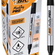 BIC Marking Pro Permanent Markers Medium Chisel Tip - Black, Box of 12
