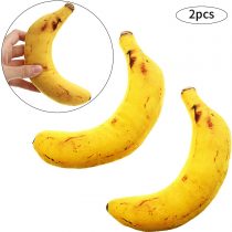 Gejoy 2 Packs Catnip Cat Toys Banana Catnip Cat Toys Catnip Filled Banana Toy for Cat Playing Teeth Grinding Chew Toys