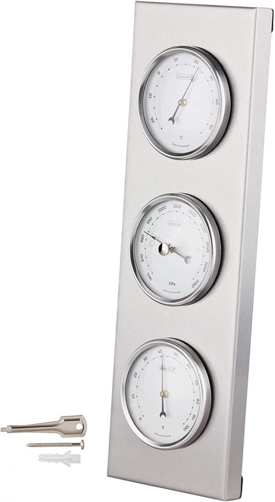 GardenMate 3 in 1 Weather Station for Indoor and Outdoor Use – Barometer Thermometer Hygrometer - bimetallic, stainless steel frame 30x10cm - Image 2