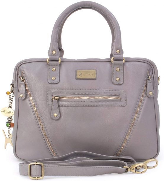 CATWALK COLLECTION HANDBAGS - Women's Leather Tote Shoulder Bag - Ladies Briefcase Work Bag - Additional Cross Body Strap - Tablet/Laptop Messenger Bag - SIENNA