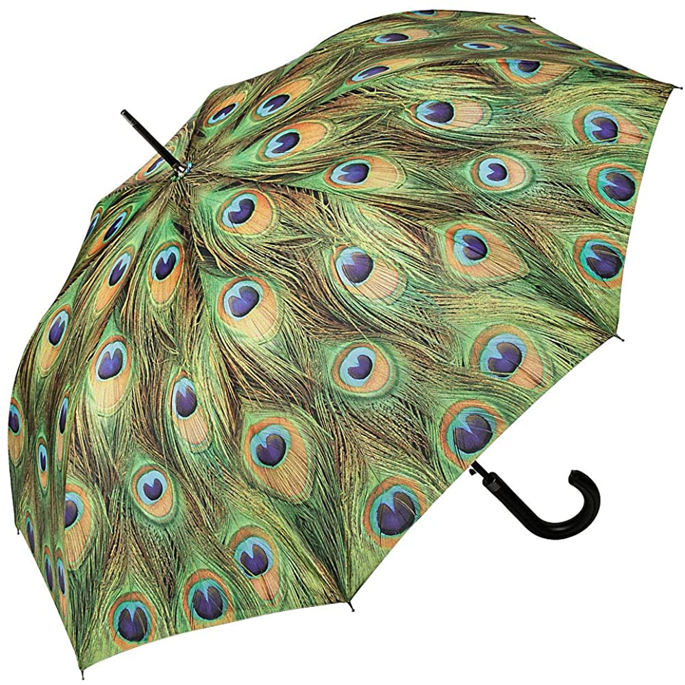 VON LILIENFELD® Umbrella Automatic Women Motif Peacock, Multicolor, Medium