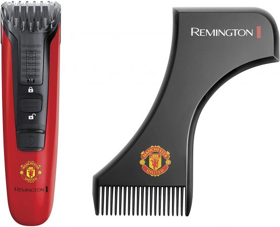 Remington Manchester United Beard Boss Cordless Beard/Stubble Trimmer Including EDGEStyler and Adjustable Comb with 9 Length Settings, Black and Red - Image 4