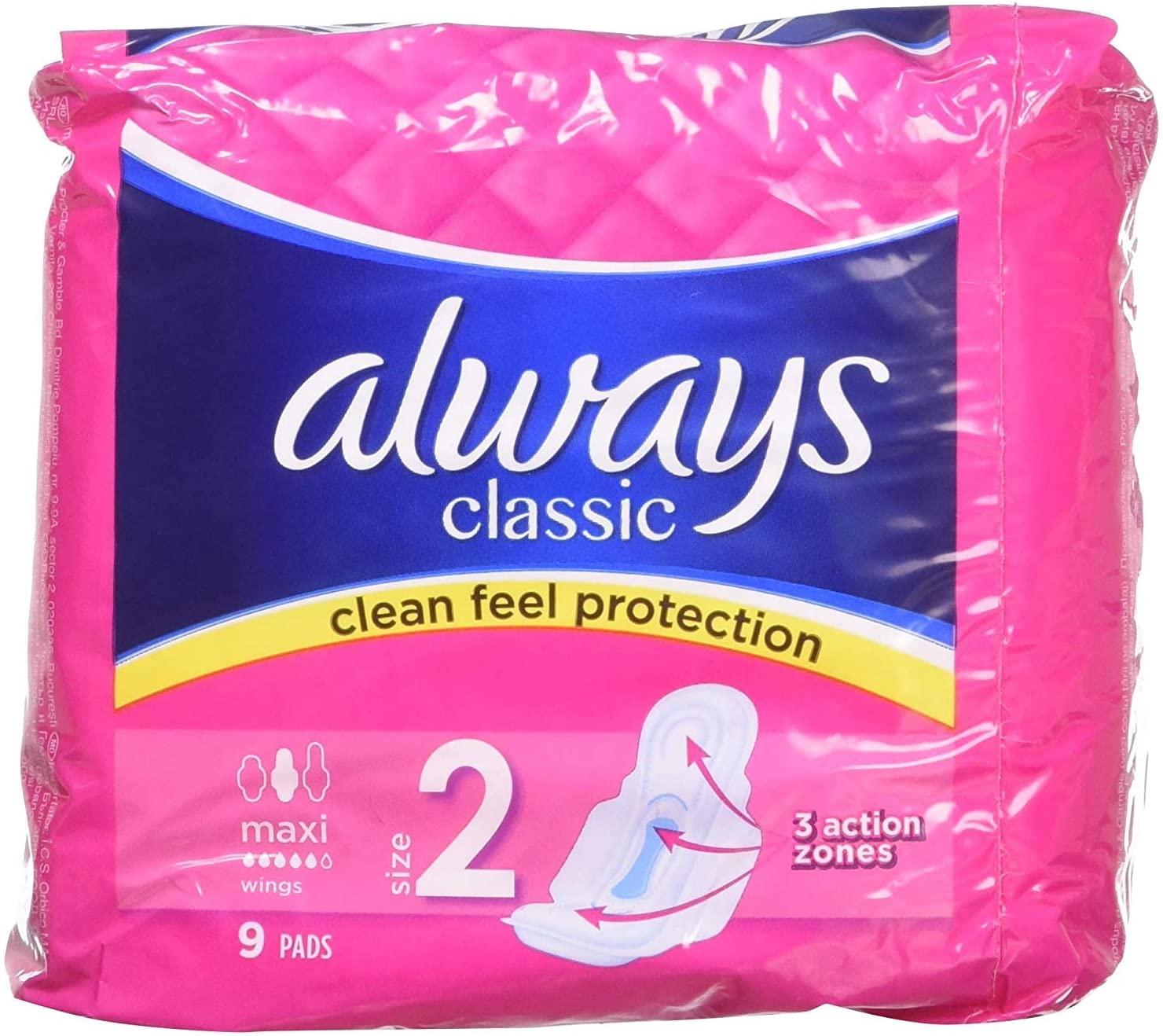 Always - Always Classic (Size 2) Sanitary Napkins with Wings - 9 Pieces, Maxi, 9 count (Pack of 1) - Image 2