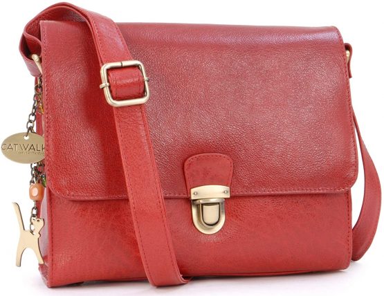Catwalk Collection Handbags - Women's Shoulder Messenger Flap Over Bag - iPad/Tablet in Vintage Leather- DIANA
