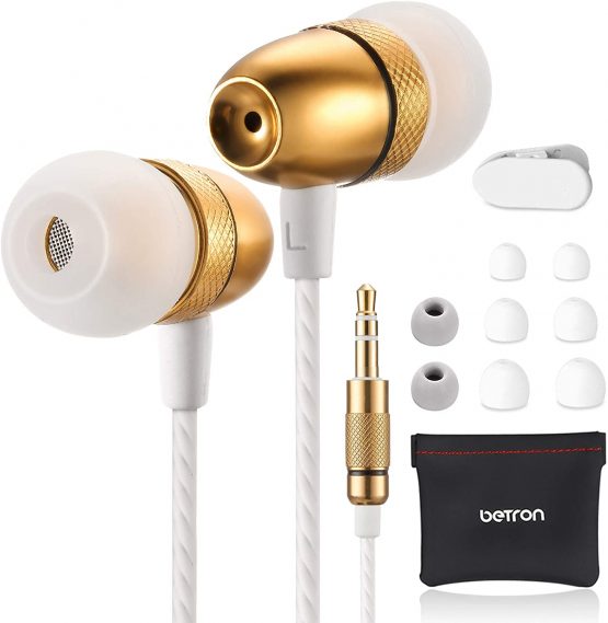 Betron ELR50G Earphones Headphones Wired In Ear Noise Isolating Earbuds Dynamic Bass 3.5mm Jack For iPhone iPad Smartphone Laptop MP3 Player CD Player Tablet etc