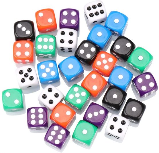 H&S 30x Dice 6 Sided 16mm 6 Colours Spot Dice Set for Dice Games - Image 4