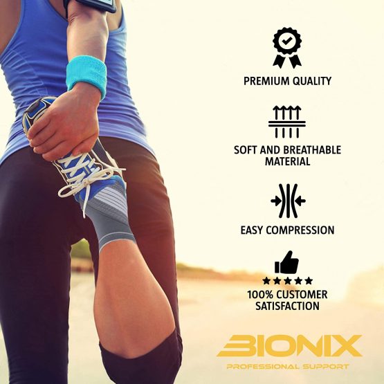Ankle Support Brace - Adjustable Foot Compression Sleeve Strap Socks | for Arthritis, Achilles Tendonitis, Sprained Heel Lift, Ligament Damage, Arch Supports | Sports Running for Men Women (Medium)