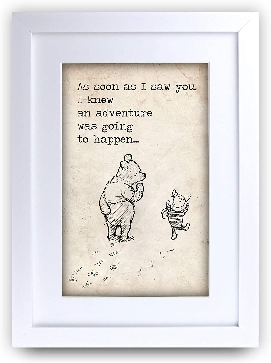 HWC Trading FR Winnie the Pooh Adventure A4 Framed Printed Quote Nursery Print Baby Shower Room Gifts New Born Bedroom Gift Print Photo Picture Frame Display