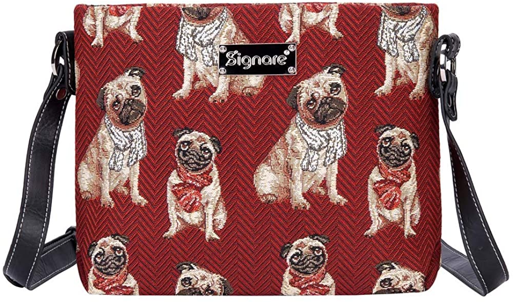 Signare Tapestry Crossbody Bag Small Shoulder Bag for Women with Dog Design Pug Gifts for Pug Lovers (Pug, XB02-PUG)