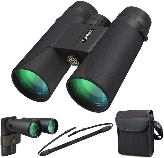 High Power Binoculars, Kylietech 12x42 Binocular for Adults with BAK4 Prism, FMC Lens, Fogproof & Waterproof Great for Bird Watching Travel Stargazing Hunting Concerts (Smartphone Adapter Included)