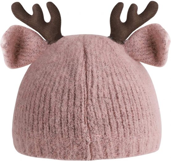 Baby Winter Knitted Hat Cute Deer Beanie Hat Adorable Antler Baby Cap Newborn Baby Photography Prop Cotton Lined Hat Kids Christmas Party Favors for 3-24 Months Baby 40-50cm - Image 3