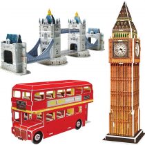 CubicFun 3d Jigsaw Puzzle for Kids UK London Architecture Building Model Landmark Kit Gift for Children, Tower Bridge Big Ben (Small 3 UK Puzzles)