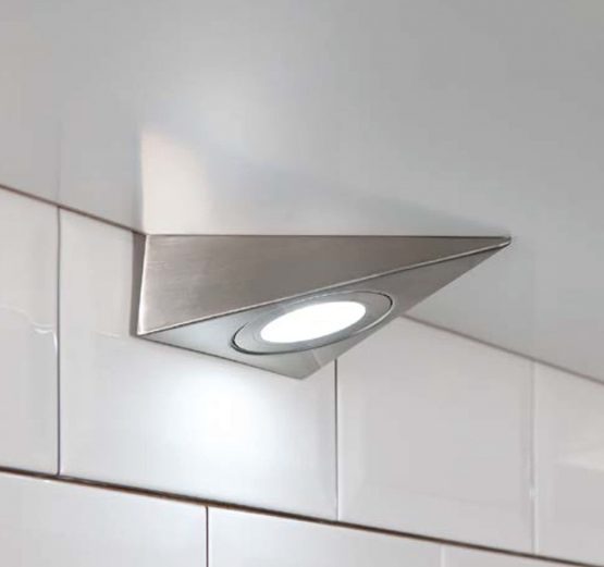 Leyton Lighting 20w 12v halogen triangle downlight under shelf light stainless steel - Image 2