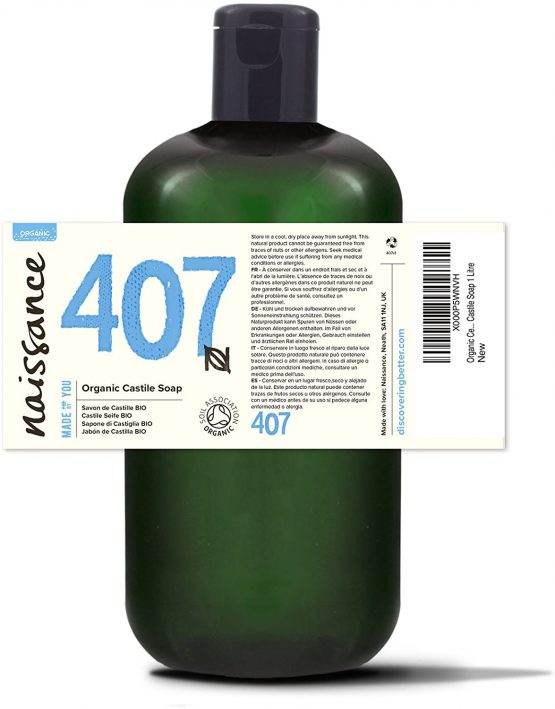 Naissance Natural Certified Organic Fragrance Free Liquid Castile Soap (no. 407) 1 Litre - Vegan, SLS and SLES Free - Image 2