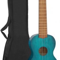 Mahalo Kahiko Soprano Ukulele, Quality Wood Ukulele with Geared Machine Head, Case Included, 2500 BU/MK1 (55.2 x 16.4 x 8 cm)- Blue