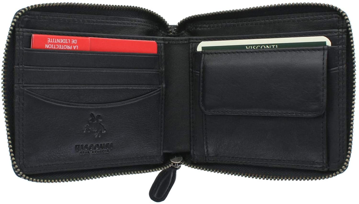 VISCONTI Heritage Camden Zip Around Leather Wallet RFID and Tap and Go HT14 Black - Image 2