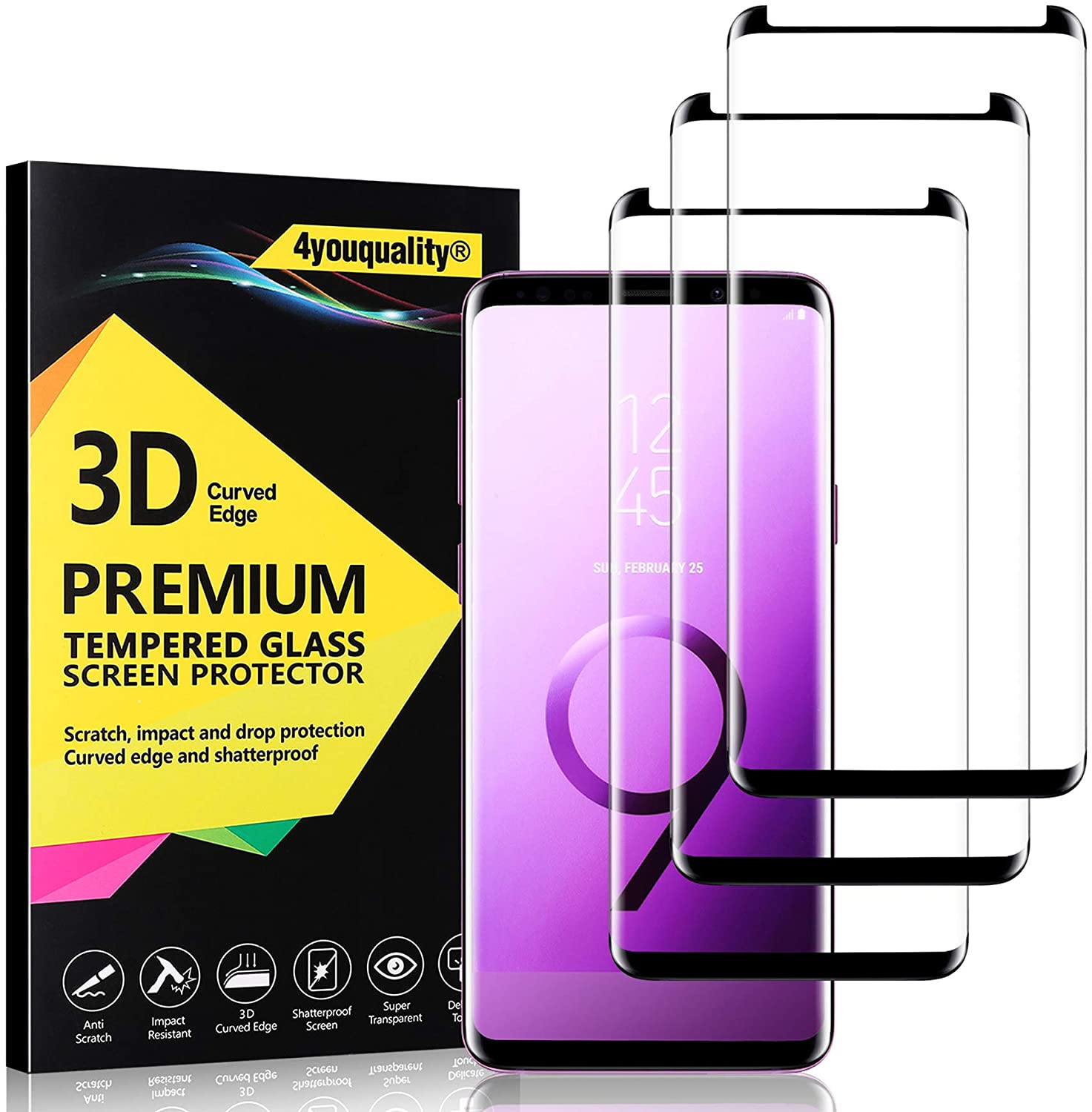4youquality [3-Pack Samsung Galaxy S9 Screen Protector