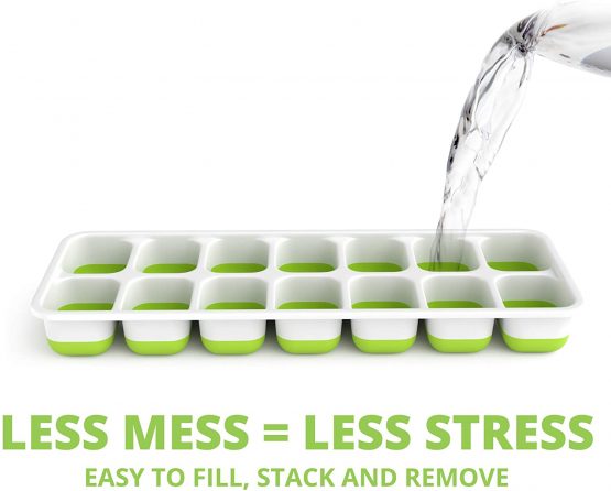 Oliver's Kitchen Ice Cube Trays - 4 x Set of Ice Moulds - Flexible Base for Easy Release Ice Cubes - Save Freezer Space with Non-Spill Stackable Lids - Dishwasher Safe - BPA Free Silicone Ice Molds - Image 4