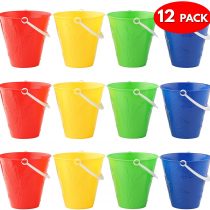 Bramble - 12 Brightly Coloured Sand Pit & Beach Buckets - 4 Assorted Colours
