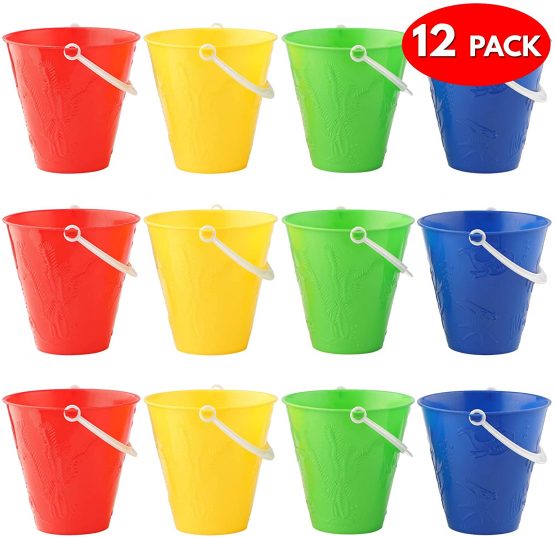 Bramble - 12 Brightly Coloured Sand Pit & Beach Buckets - 4 Assorted Colours