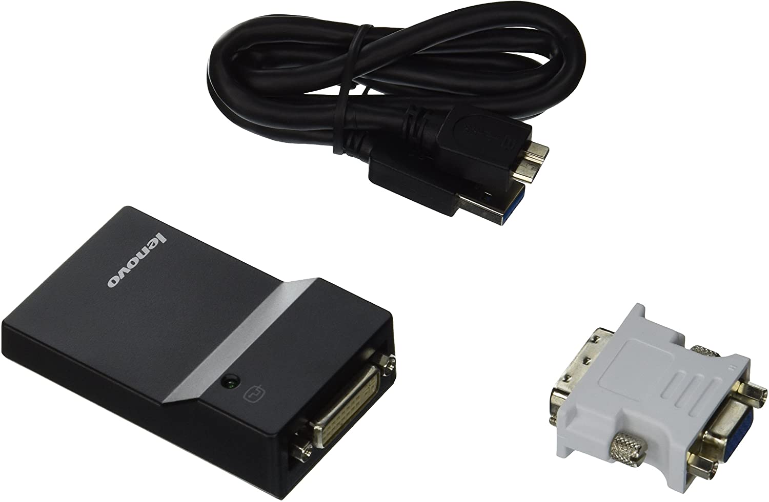 Lenovo USB 3.0 DVI/VGA Monitor Adaptor, Black - Image 2