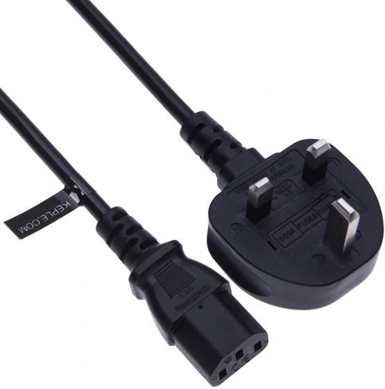 AC Power Cable Mains 3 Pin Prong Plug 5M / 16FT Cord Compatible with LG 26LK330U, 32LK330U, 50PK350, 60PK250, 42LM760T, 32LC3R, 32LC56, 32LC46, 42LC2D, 26LG3100, 26LG4000, 32LG5010 (C13 to UK 3 Pin)