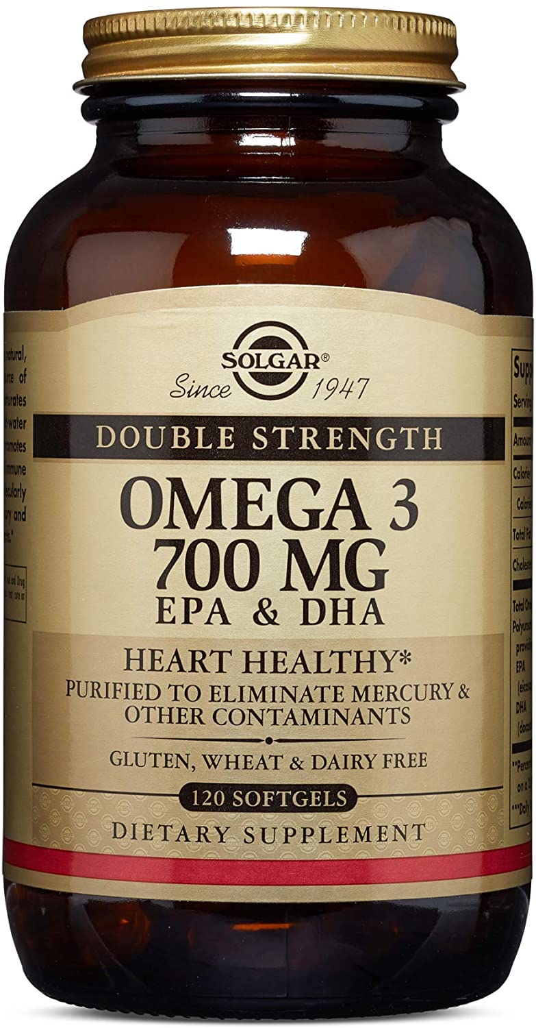 Solgar Omega-3 Double Strength Softgels, Pack of 120, Optimum Pure and Potent Form of EPA/DHA, for Heart Brain and Eye Health