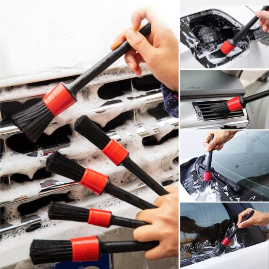 KJLM Auto Car Detailing Brush Set(Set of 5) - Automotive Detail Cleaning Brushes Set For Cleaning Wheels/Engine/Interior/Emblems/Interior/Exterior/Air Vents (5 Pack) - Image 4