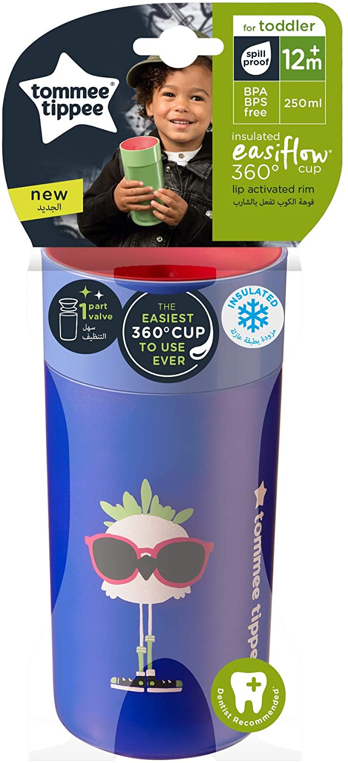 Tommee Tippee Insulated Easiflow 360 Toddler Sippy Cup, Blue, 250ml, 12m+ - Image 3