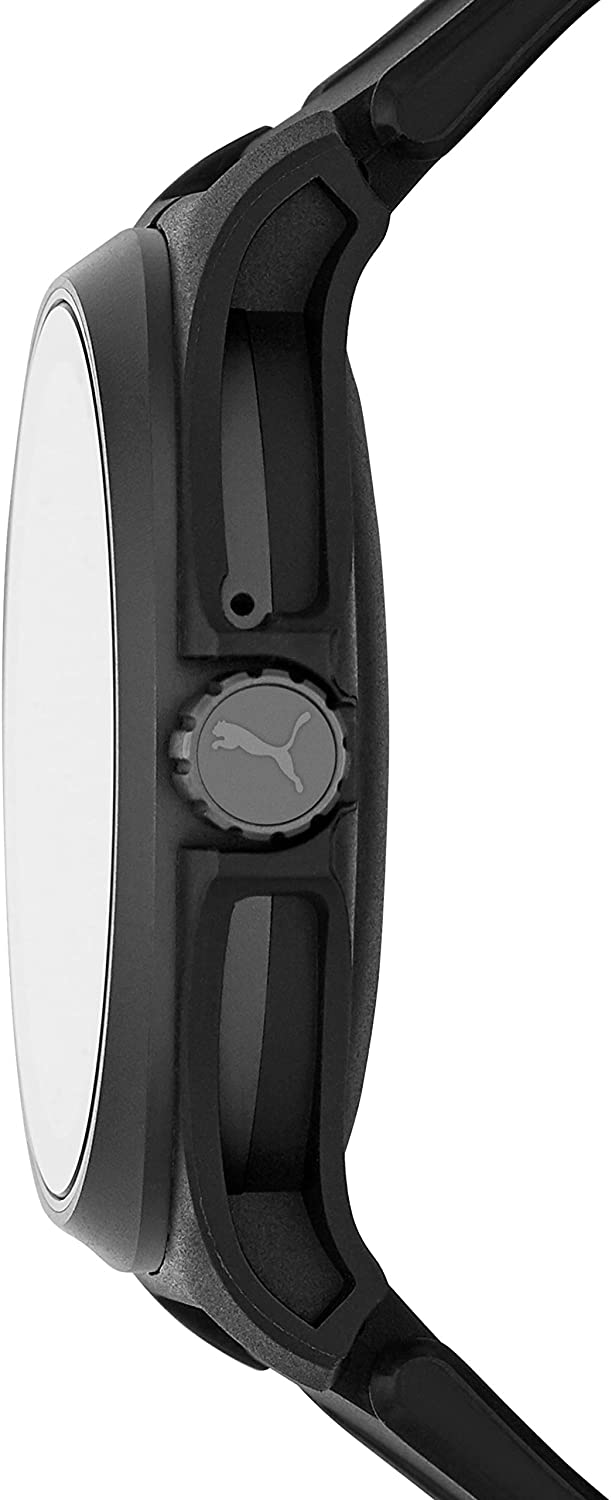 PUMA Sport - Men's 44mm Heart Rate Smartwatch, Black Silicone Band Lightweight Touchscreen - PT9100, Black/White - Image 3