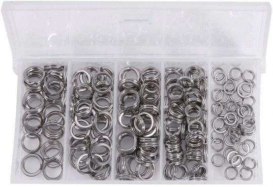 Alomejor 200PCS Stainless Steel Split Rings Solid Lures Connectors Fishing Tackle Double Split Rings Lures Split Rings