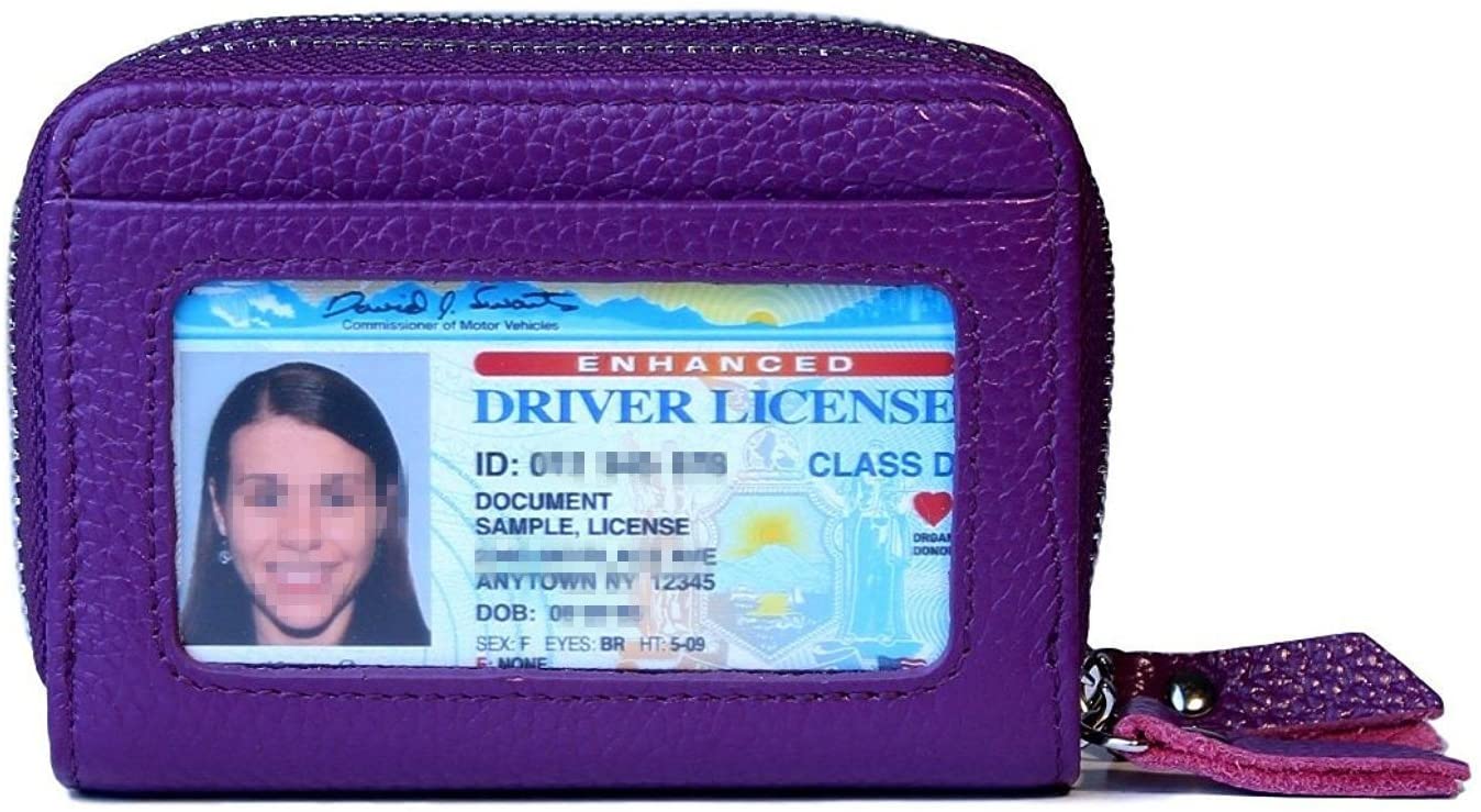 SunTrader Women's RFID Blocking Leather Zipper Wallet Purse Credit Card Case Holder (Purple), mini - Image 3