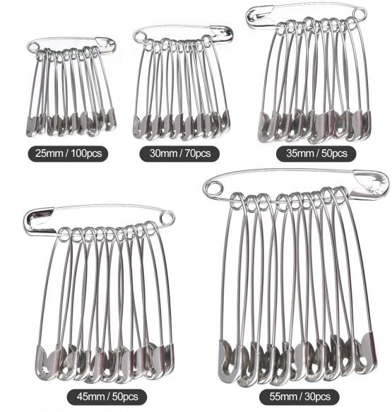 TUPARKA 300 Pcs Assorted Safety Pins Nickel Plated Pins for Clothing Crafts Arts,5 Sizes (25,30,35,45,55mm) - Image 2