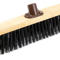 Newman and Cole 18" Wooden Broom Head - Replacement Wooden Broom Head for Outdoor Garden Yard Brush Sweeping - Wood Brush Head Fitted Fixing Bracket Connector (Stiff Synthetic Poly)