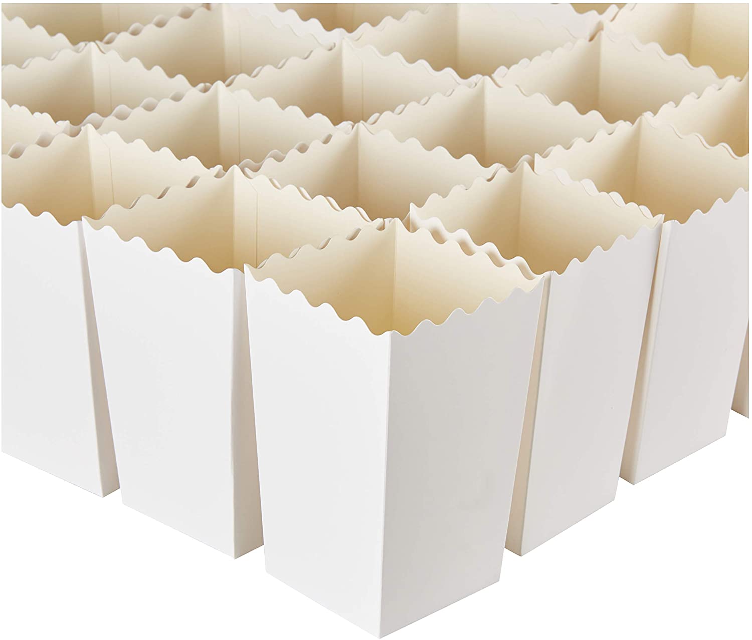 BLUE PANDA Set of 100 Popcorn Favour Boxes Mini Paper Popcorn and Candy Containers Plain White - 590 mL 8.4 x 14 cm