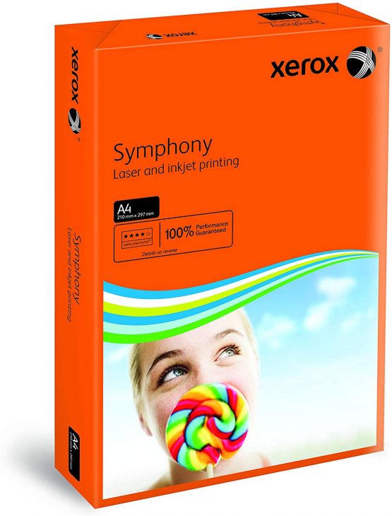 Xerox Symphony Coloured Paper Multifunctional Ream-Wrapped 80gsm A4 Orange Ref 3R93953 [500 Sheets]