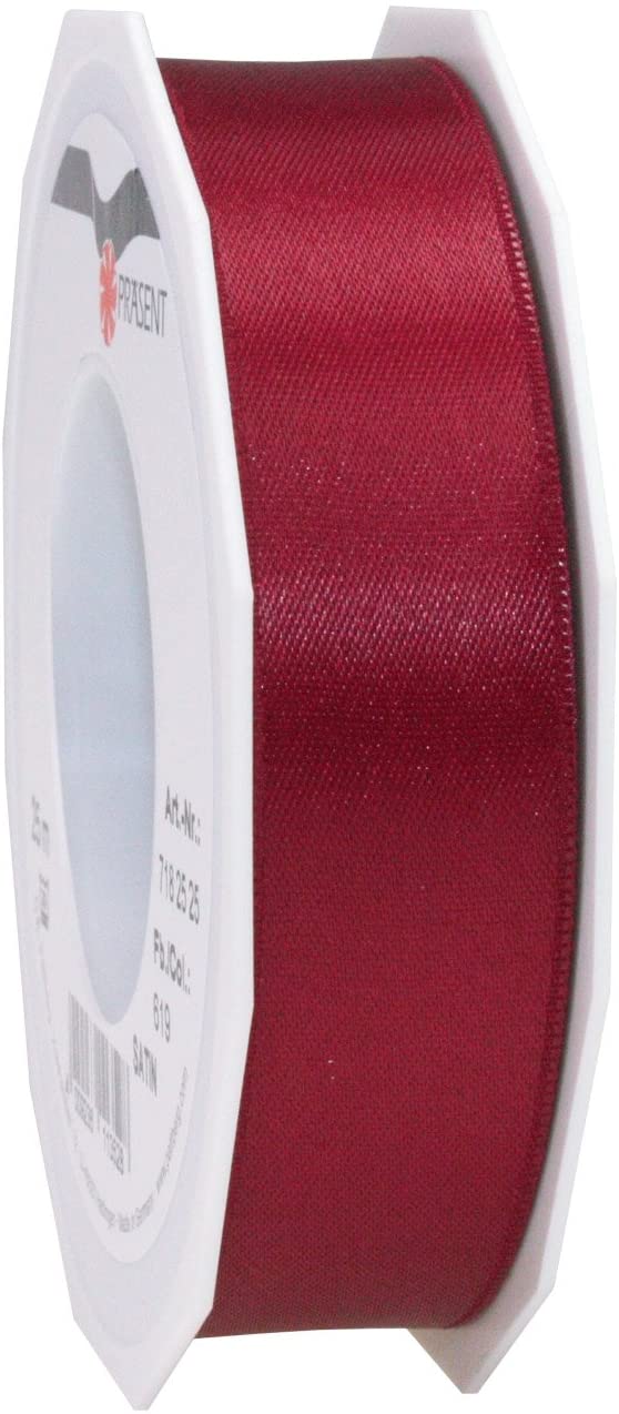 PRÄSENT C.E. Pattberg SATIN bordeaux gift ribbon, 27 yards for Wrapping Gifts 1 inch width, Ribbon for Decorating & Crafting