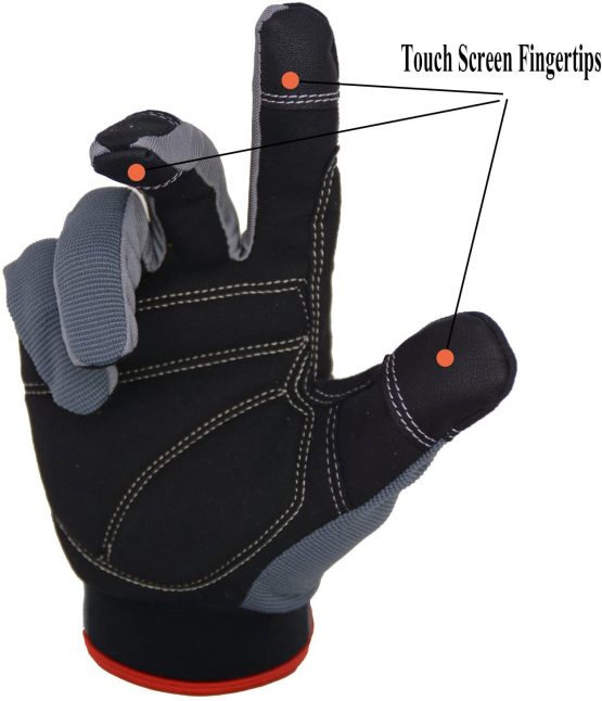 HANDLANDY Mens Work Gloves Touch Screen, Synthetic Leather Utility Gloves, Flexible Breathable Spandex Back- Padded Knuckles & Palm (Medium/Size 8) - Image 4
