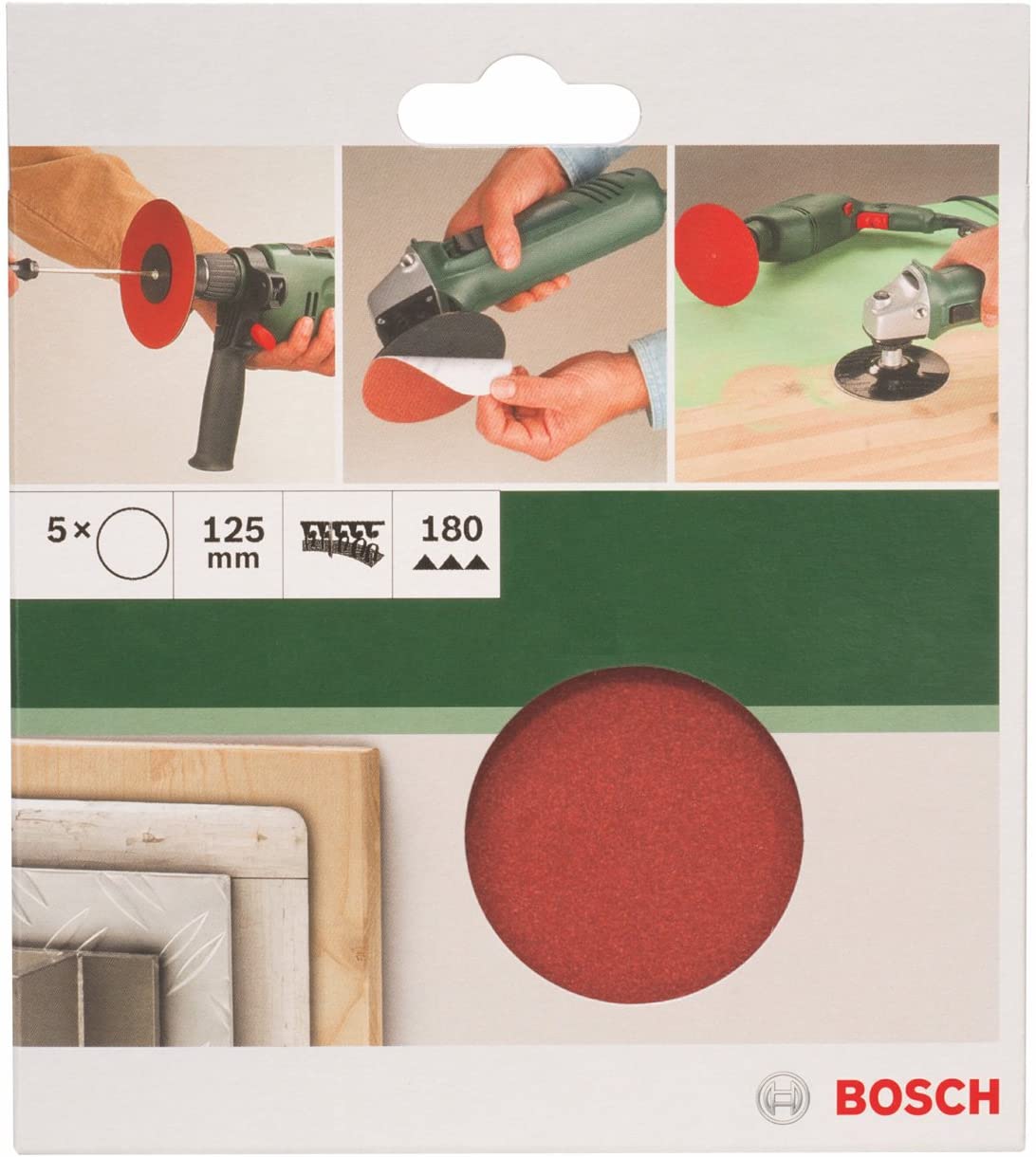 Bosch 2609256B46 Sanding Sheet Set for Angle Grinder and Drill (5-Piece), Red, Körnung 180 - Image 2