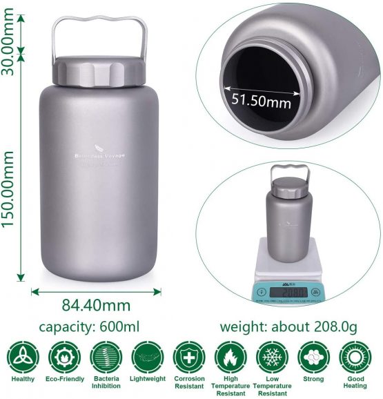 Boundless Voyage Outdoor 1050ml Titanium Water Bottle With Handle Leakproof Camping Picnic Hiking Cycling Ultralight Tea Coffee Canteen Cup Drinkware - Image 2