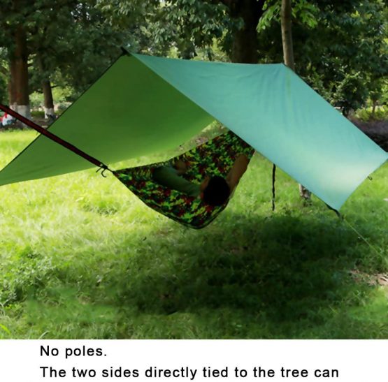 3m x 3m Hammock Rain Fly Tent Tarp Waterproof Windproof Snowproof Camping Shelter Portable Lightweight Basha Sunshade for Snow Camping Outdoor Travel (armygreen) - Image 3
